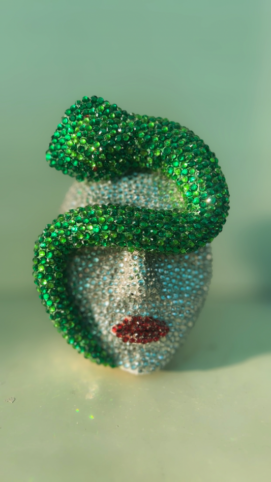 Handmade bedazzled face structure